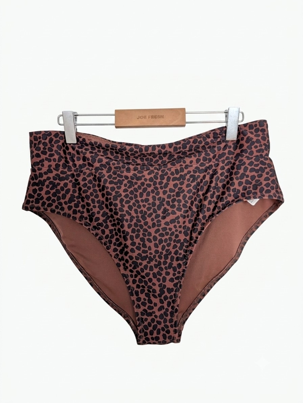High-Waisted Leopard Print Bikini Bottoms (Size L) Beach Days Women's